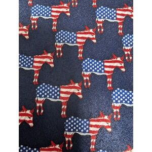 Rene Chagal Tie Handmade Donkeys Red White And‎ Blue Democrat Patriotic American